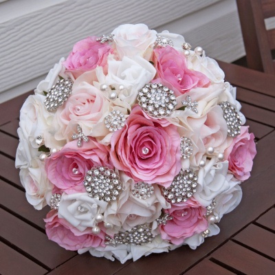 Jewelled Brides Bouquet Pinks