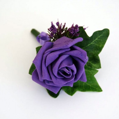 Single Purple Rose Buttonhole