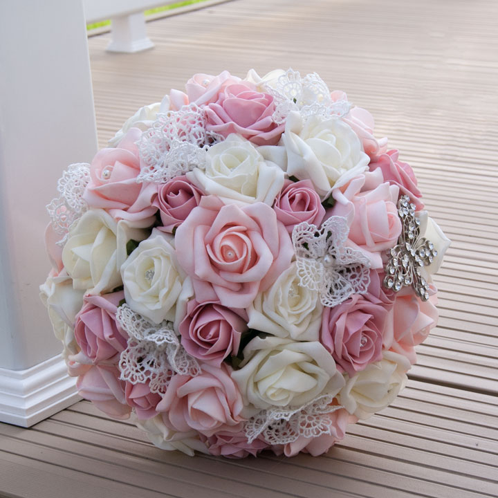 Brides Bouquet Buttonhole Bright Pink Wedding Flowers Bridesmaid