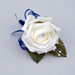 Cream and Navy buttonhole
